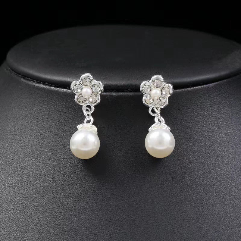 Pearl Blossom Bridal Necklace & Earrings Set