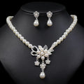 Pearl Blossom Bridal Necklace & Earrings Set