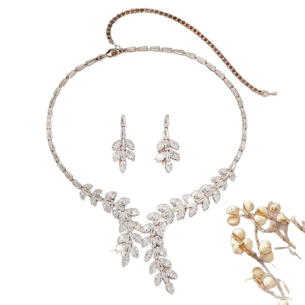 Royal Crystal Floral Necklace & Earrings Set