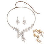 Royal Crystal Floral Necklace & Earrings Set