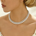 Luxe Double Row Pearl Rhinestone Choker Necklace