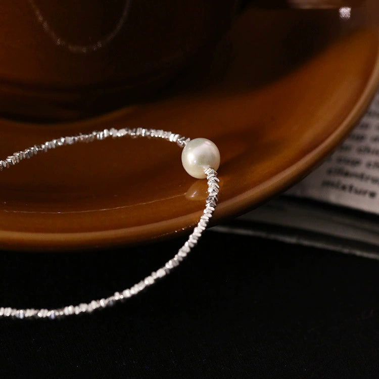 Crushed Silver Pearl Bracelet