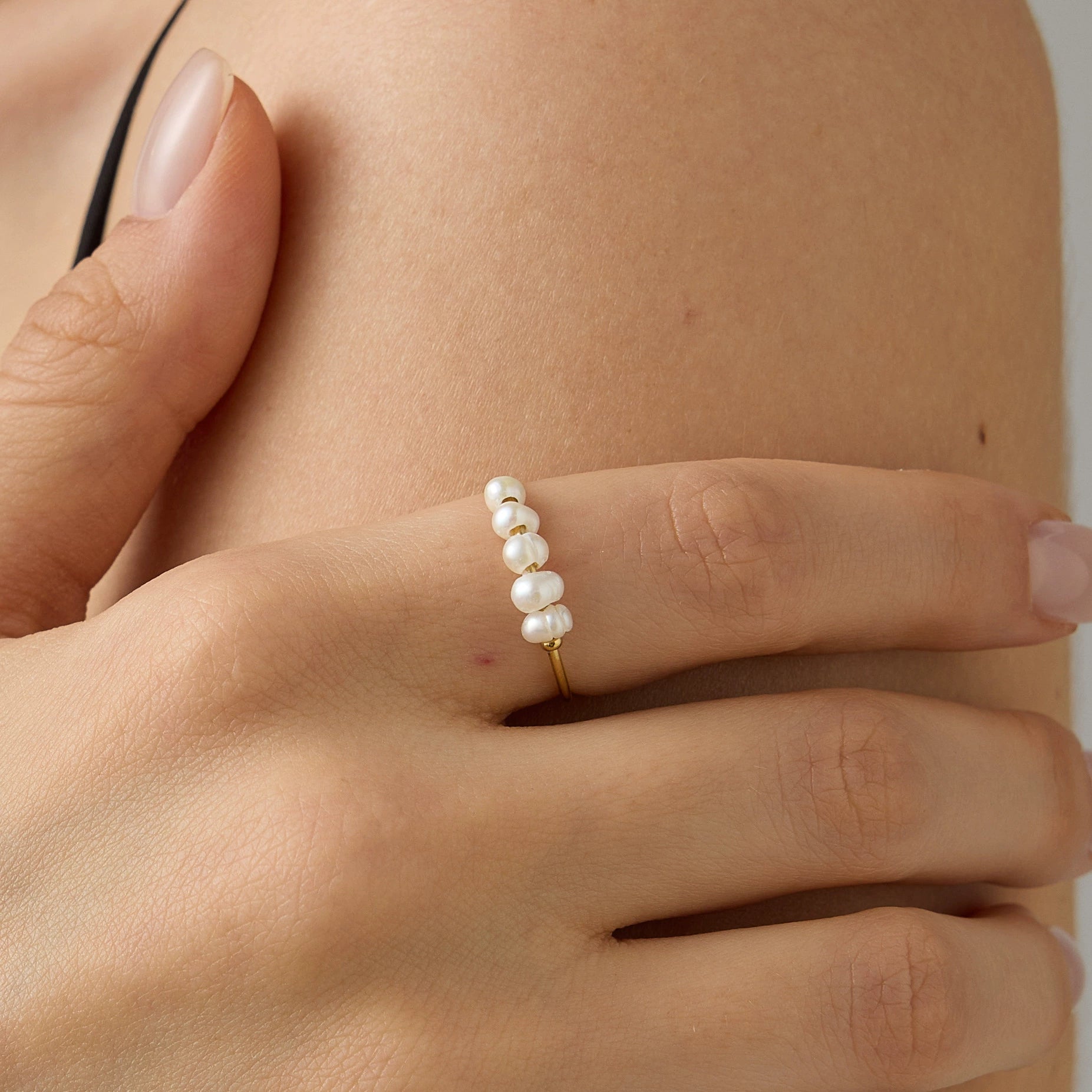 Freshwater Pearl Slim Ring Minimal, elegant, and softly luminous for everyday styling.