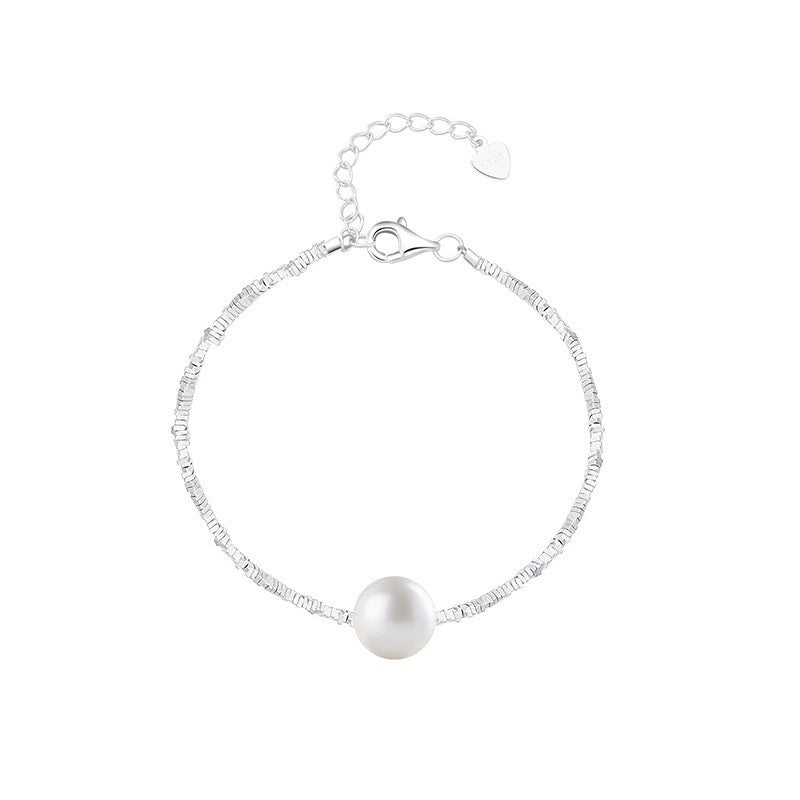 Crushed Silver Pearl Bracelet