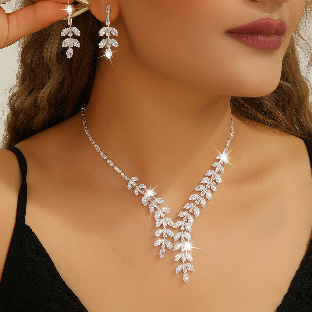 Royal Crystal Floral Necklace & Earrings Set