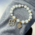 Four-Leaf Cat Eye Pearl Stretch Bracelet
