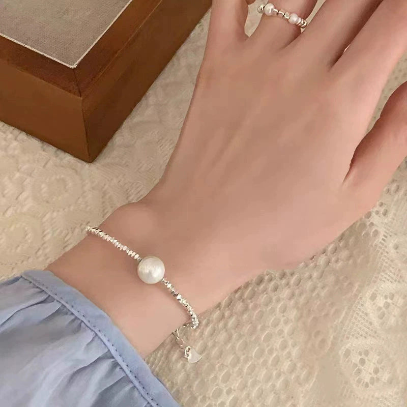 Crushed Silver Pearl Bracelet