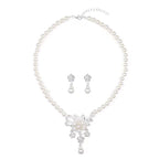 Pearl Blossom Bridal Necklace & Earrings Set
