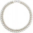 Luxe Double Row Pearl Rhinestone Choker Necklace