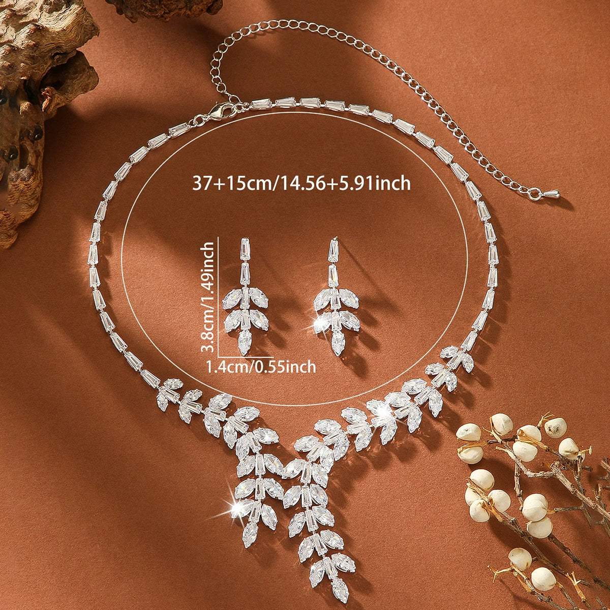 Royal Crystal Floral Necklace & Earrings Set