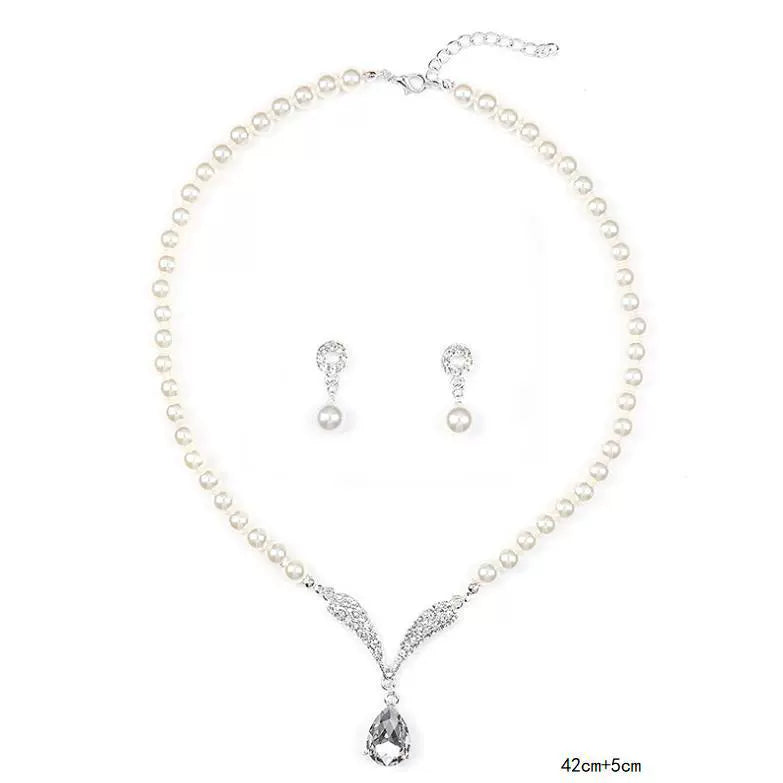 Pearl Moon Necklace & Earrings Set