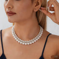 Luxe Double Row Pearl Rhinestone Choker Necklace