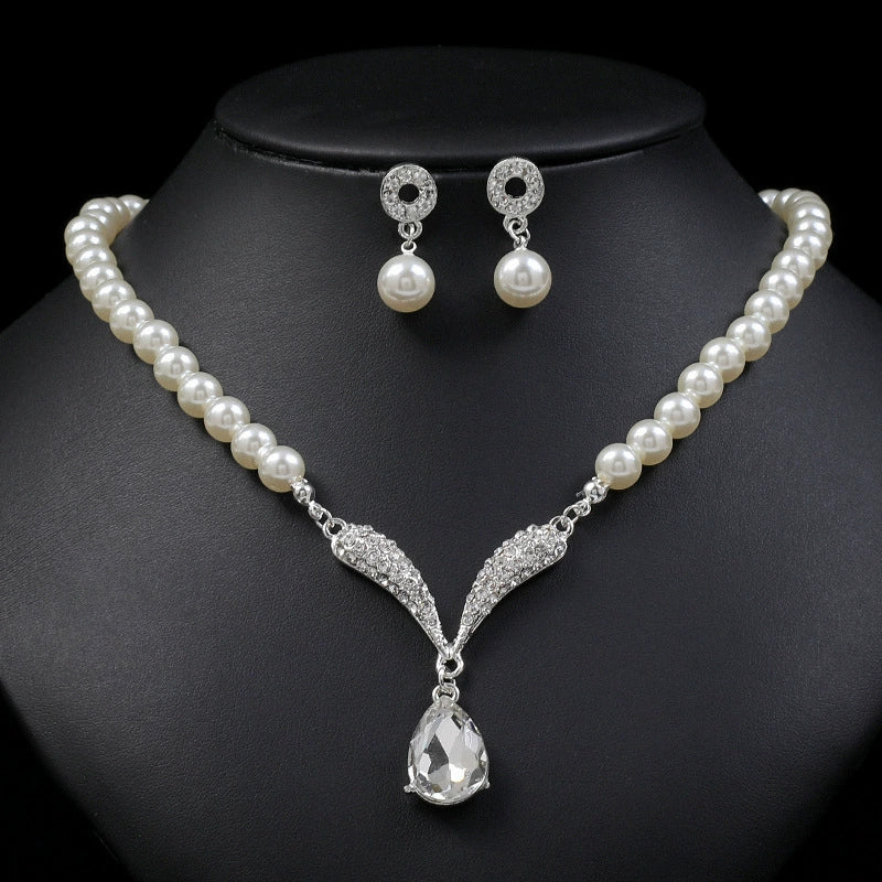 Pearl Moon Necklace & Earrings Set
